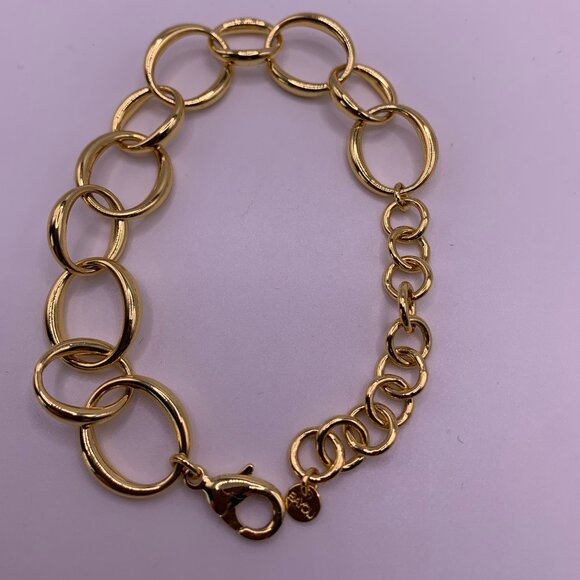 BAYOU W/LOVE LINK BRASS PLATED 14K GOLD BRACELET - Picture 4 of 4